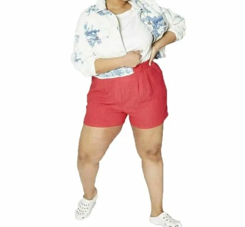 Drawstring Comfort Shorts — pleated high rise trousers red (3x)