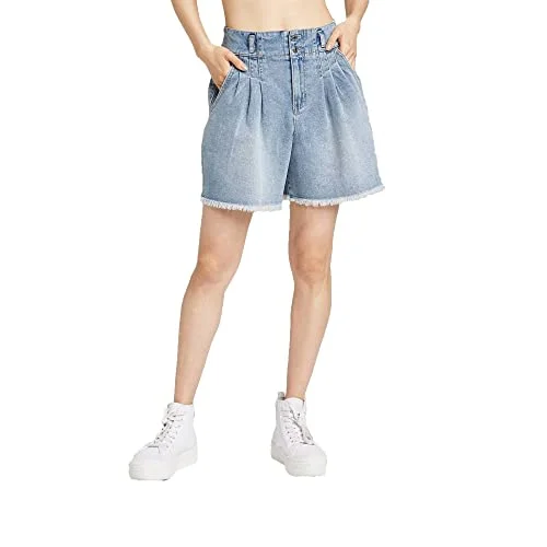 Pleated Bermuda Jean Shorts — numeric_4
